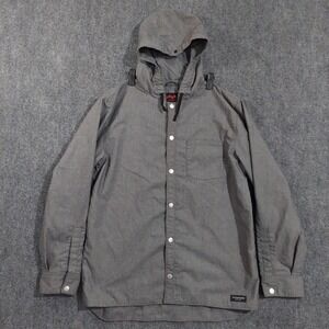 Foursquare Jacket Mens Large Gray Hooded Lined Snap Windbreaker Outdoor Casual